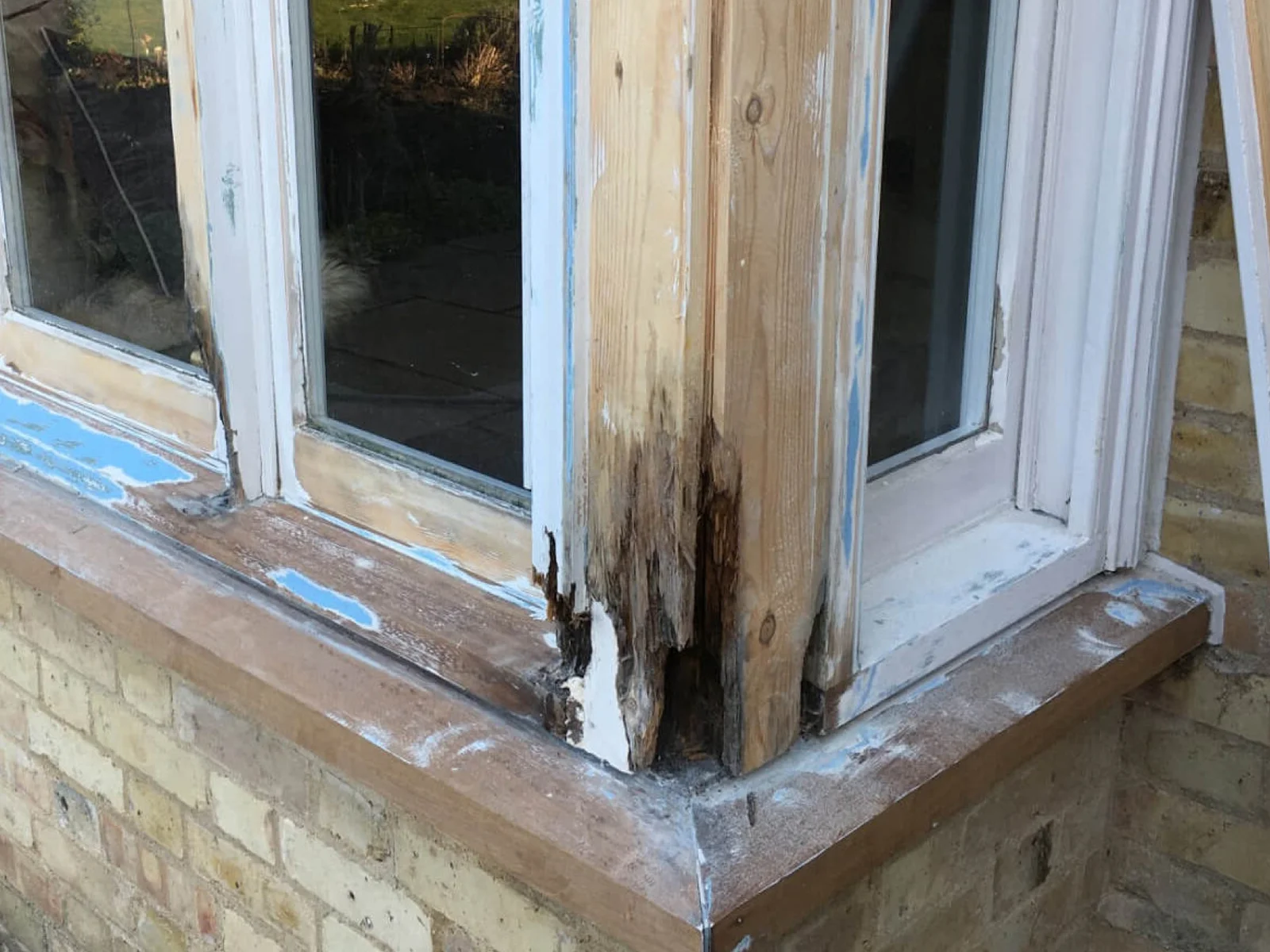 Sash window before restoration Reading